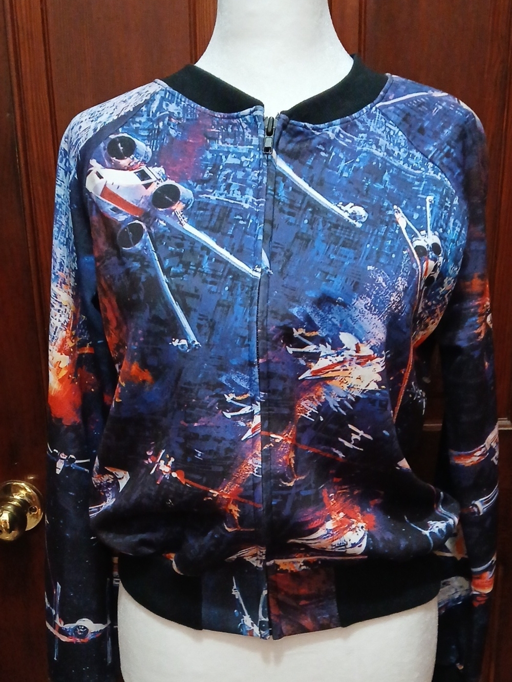 Star Wars Women’s Navy and Orange Spacecraft Bomber Jacket